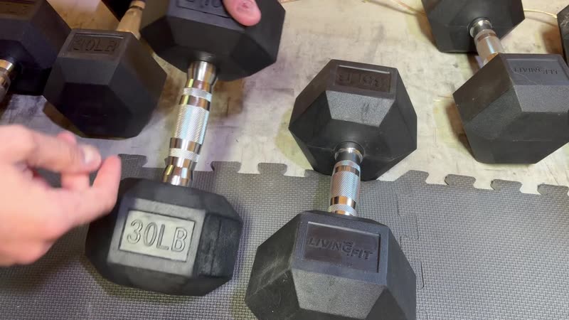 Still from my Amazon Basics Rubber Hex Dumbbell, 30 lb video